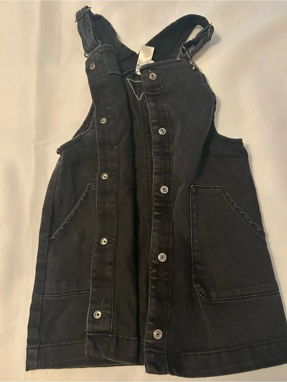 Girls OshKosh black overall skirt dress size 5T adjustable straps snap front